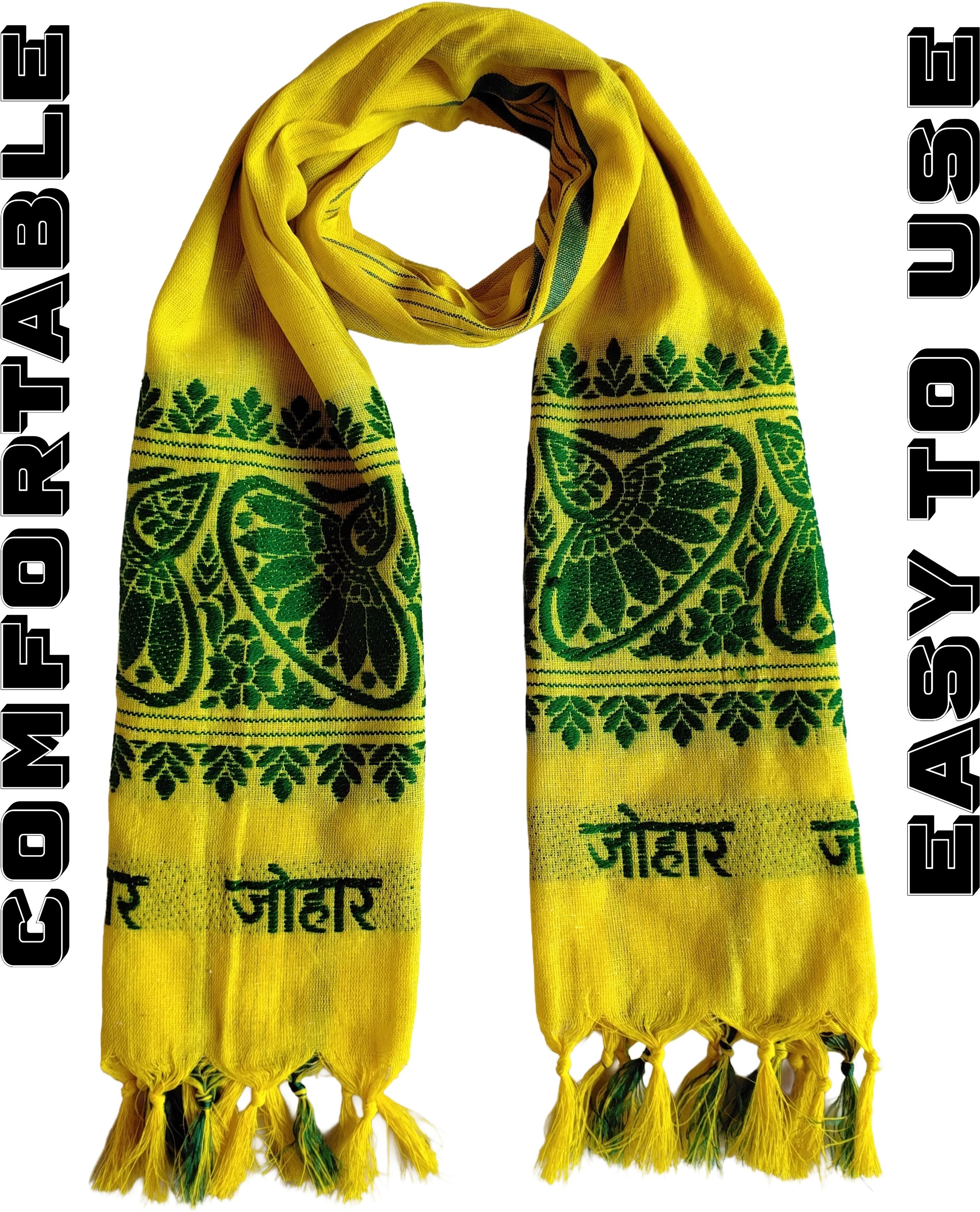 Embroidered Cotton Blend Men Yellow Scarf-image-16