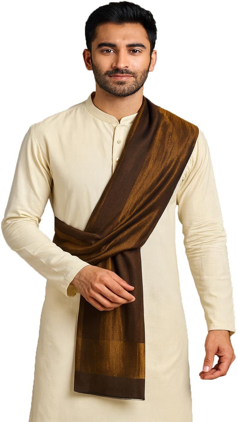 muffly Solid Wool Blend Men Gold, Brown Stole-picture-33