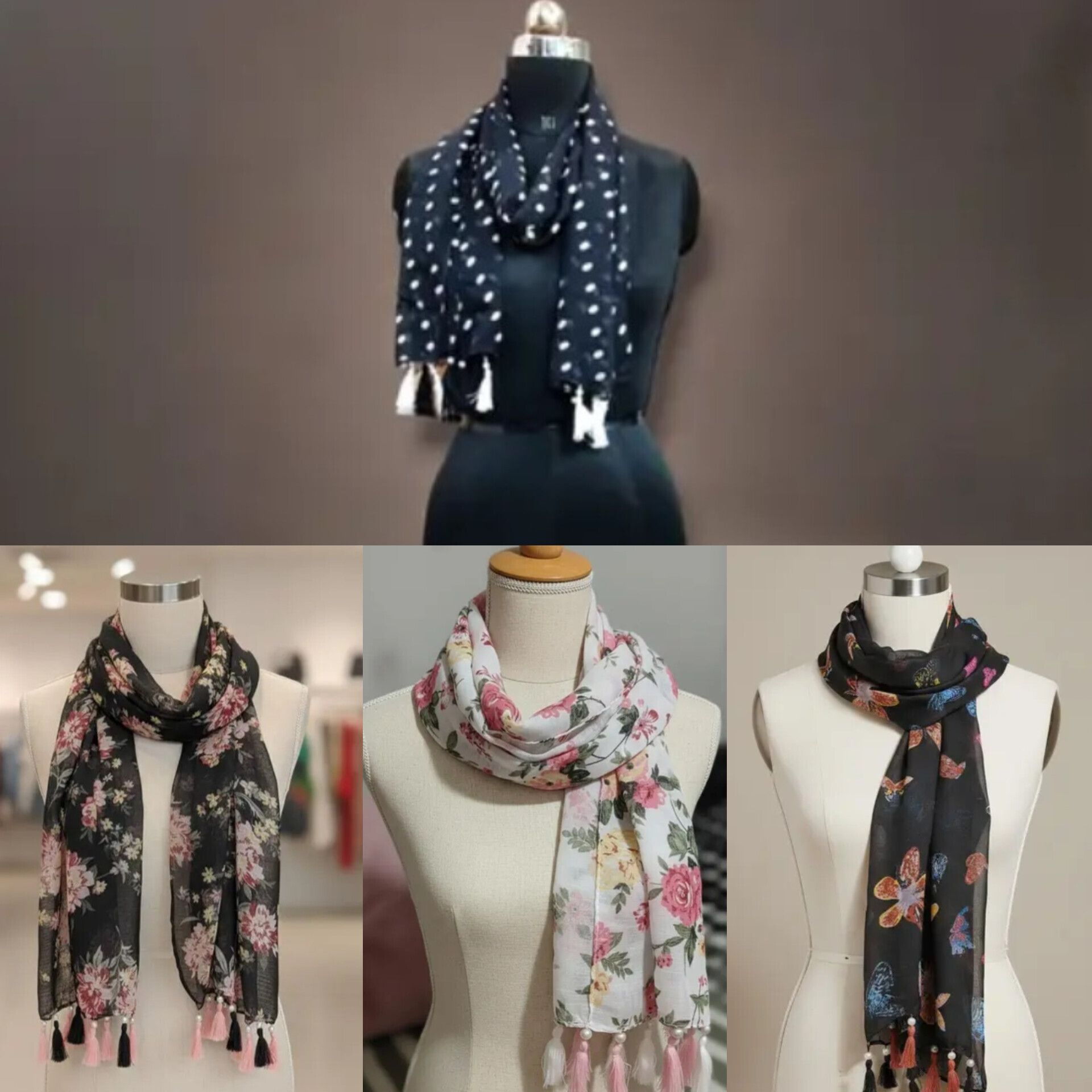Floral Print Chiffon Women Multicolor Scarf, Stole, Fancy Scarf-image-24