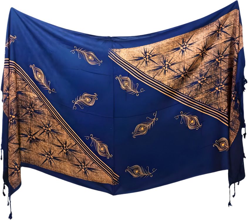 Printed Rayon Women Blue Scarf, Stole