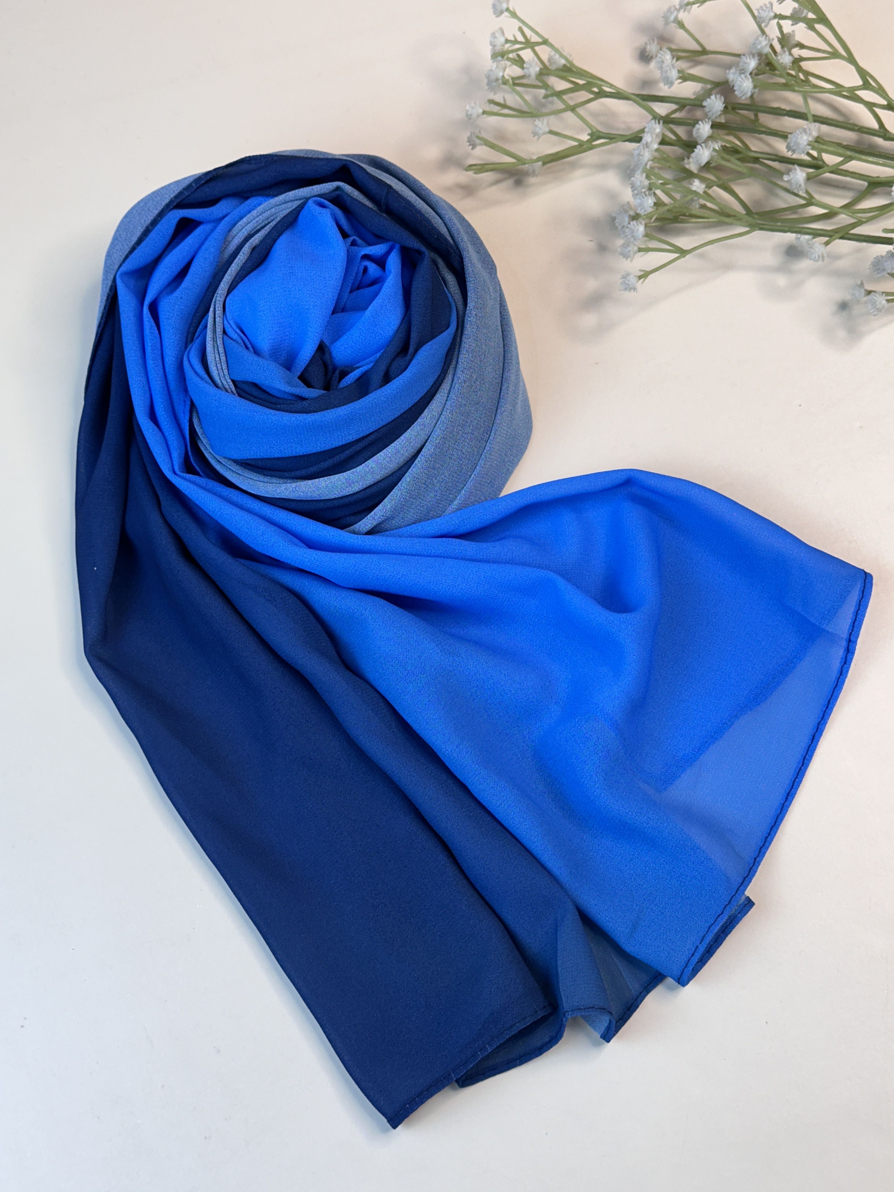 Solid Georgette Women Blue Fancy Scarf, Scarf, Stole-image-42