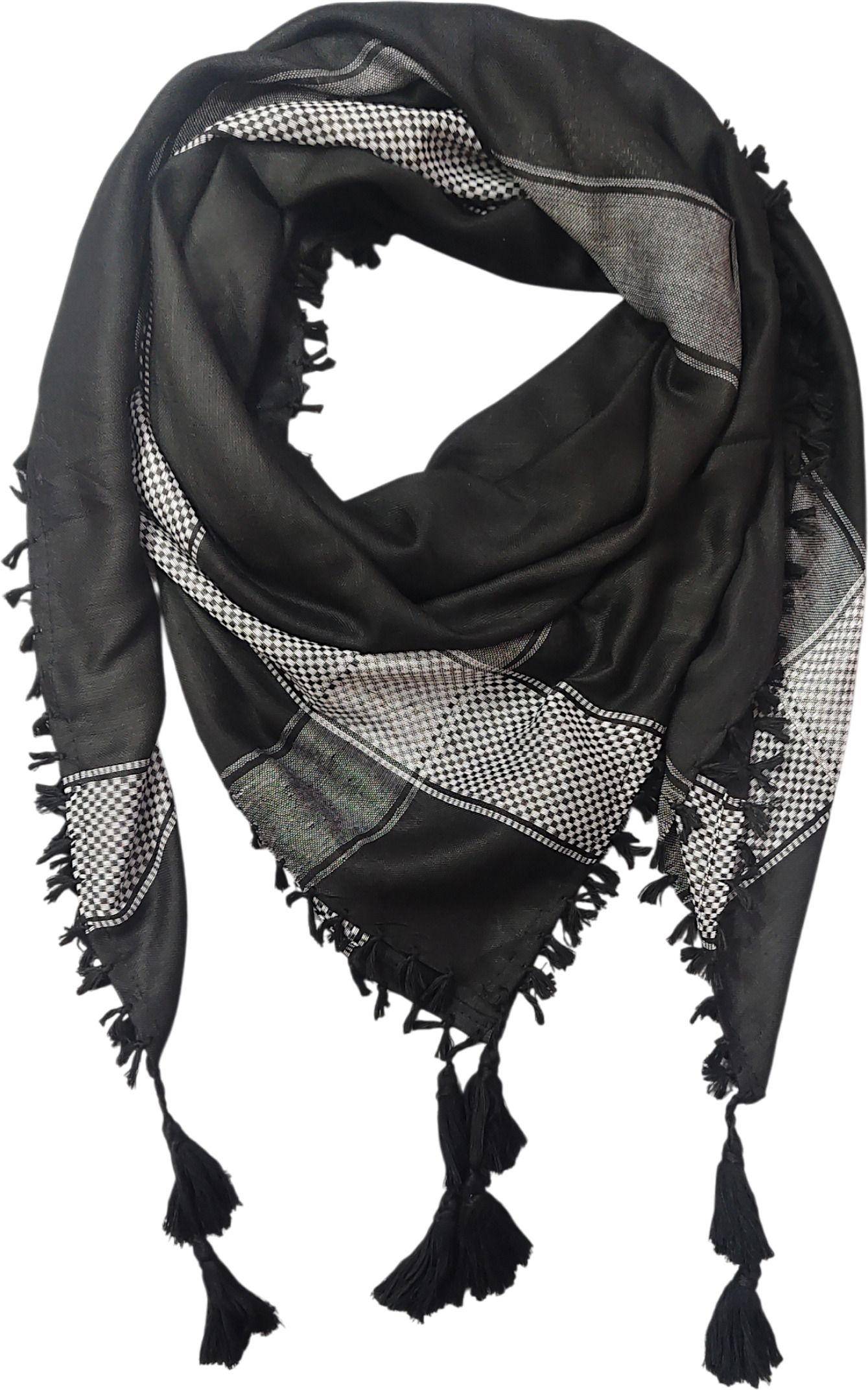bakkah Woven Cotton Blend Men Black, White Scarf, Fancy Scarf-picture-23