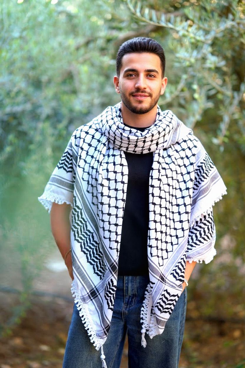 Checkered Cotton Blend Men Black, White Fancy Scarf, Scarf, Bluetooth Scarf, Stole