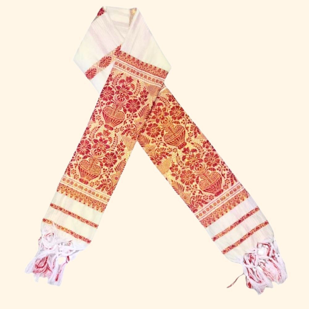 fabricium Woven, Self Design Polycotton Men Beige, Red Fancy Scarf, Scarf, Stole-picture-39
