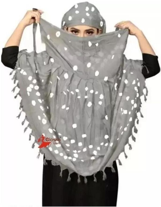 eloska world Printed Cotton Blend Women White Fancy Scarf, Scarf, Stole, Faux Turtleneck Neck Cover-picture-43