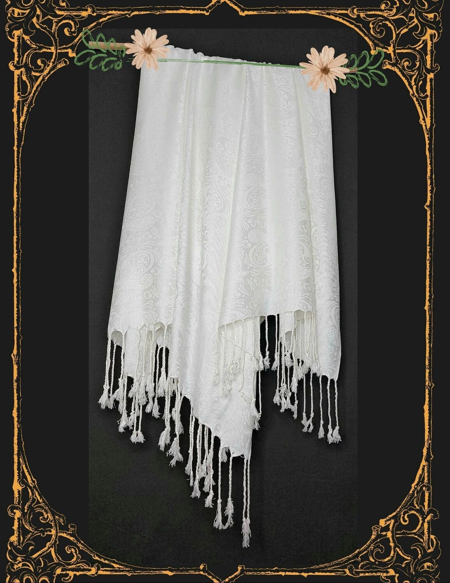 Self Design Viscose Men White Fancy Scarf, Scarf, Stole