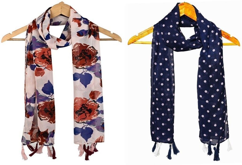 Printed Chiffon Women Multicolor Scarf, Stole, Fancy Scarf-image-32