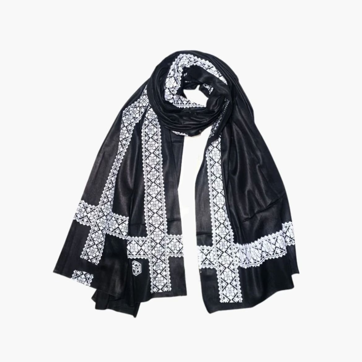 Geometric Print Pure Cotton Men Black Bluetooth Scarf, Fancy Scarf, Scarf, Stole, Faux Turtleneck Neck Cover-image-23