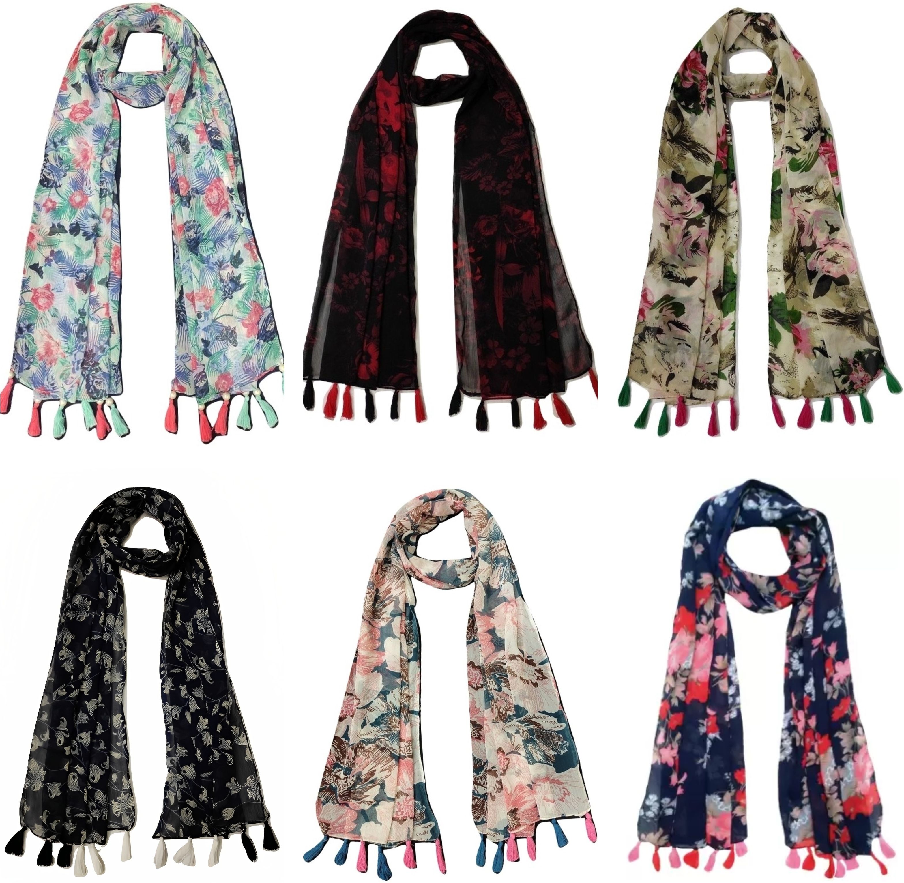 xmsfashion Printed Chiffon Women Multicolor Scarf, Stole, Fancy Scarf-picture-16