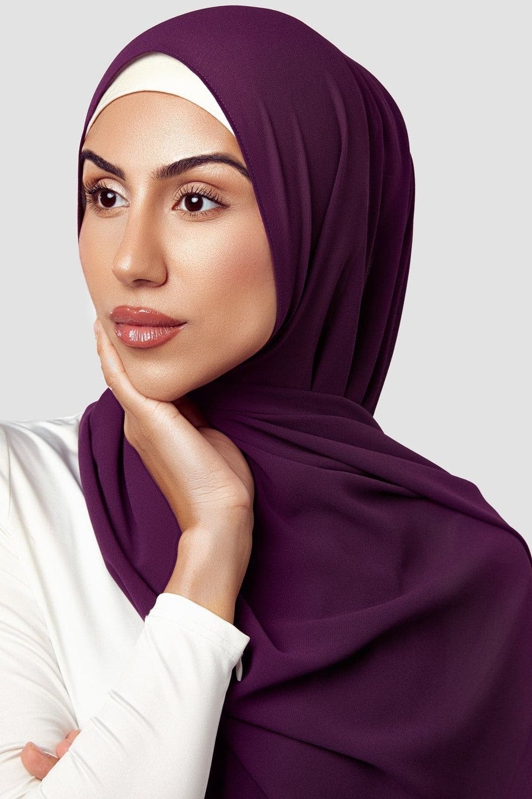 habibisfashion Solid Chiffon Women Purple Scarf, Fancy Scarf, Stole-picture-26
