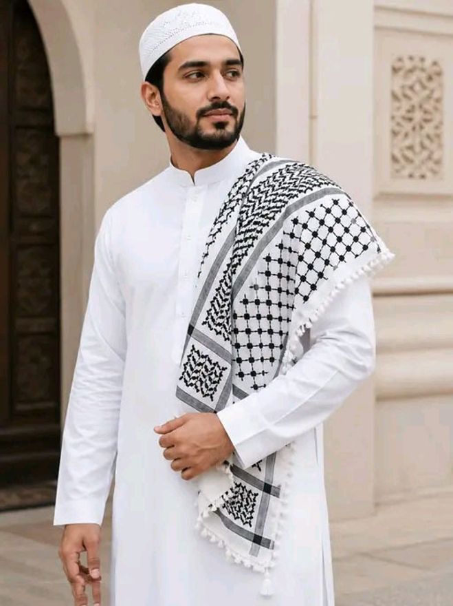 scarf factory Woven, Self Design, Solid Cotton Blend Men White Scarf, Stole, Faux Turtleneck Neck Cover-picture-34