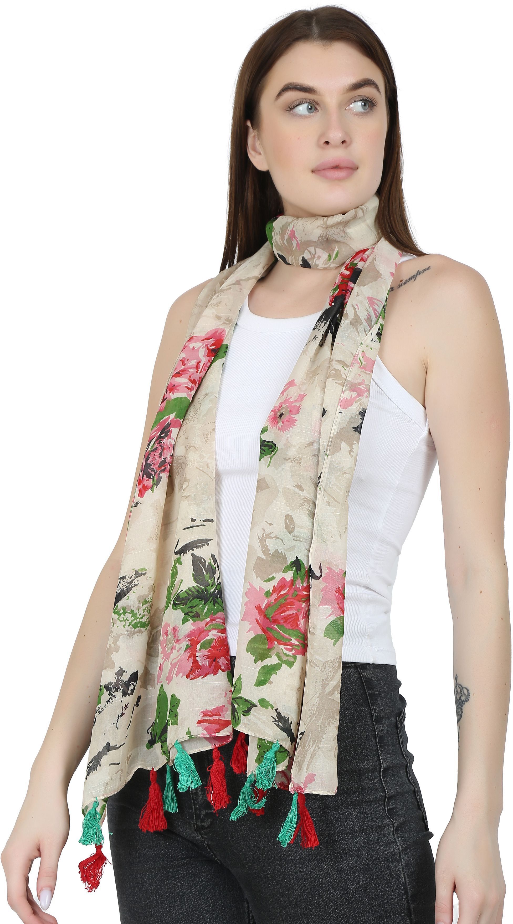 Printed Chiffon Women Multicolor Stole, Scarf, Fancy Scarf-image-39