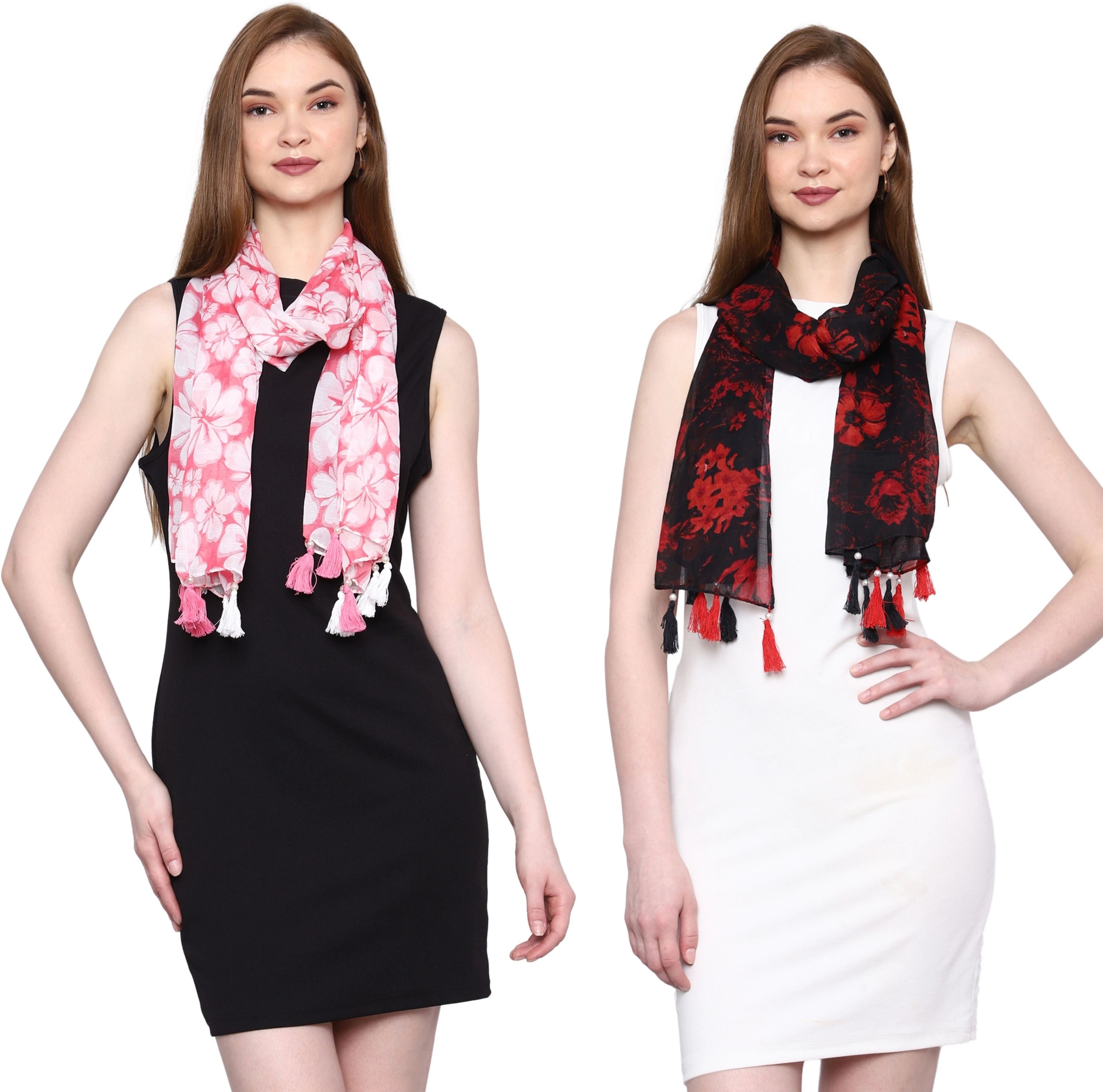 mss fashion Floral Print Chiffon Women Multicolor Scarf, Fancy Scarf, Stole-picture-22