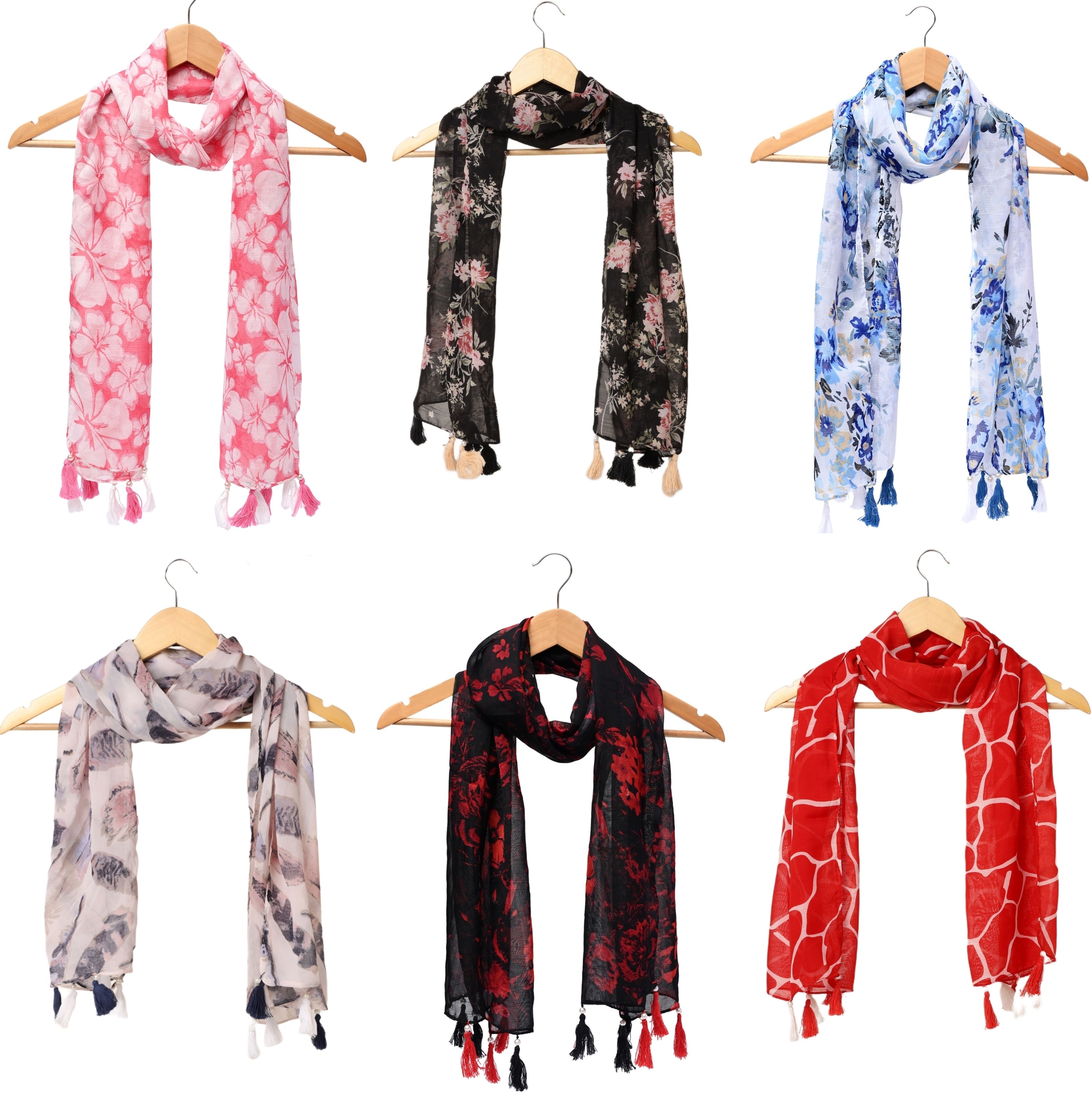 riddle needle Floral Print Chiffon Women Multicolor Scarf, Fancy Scarf, Stole-picture-25