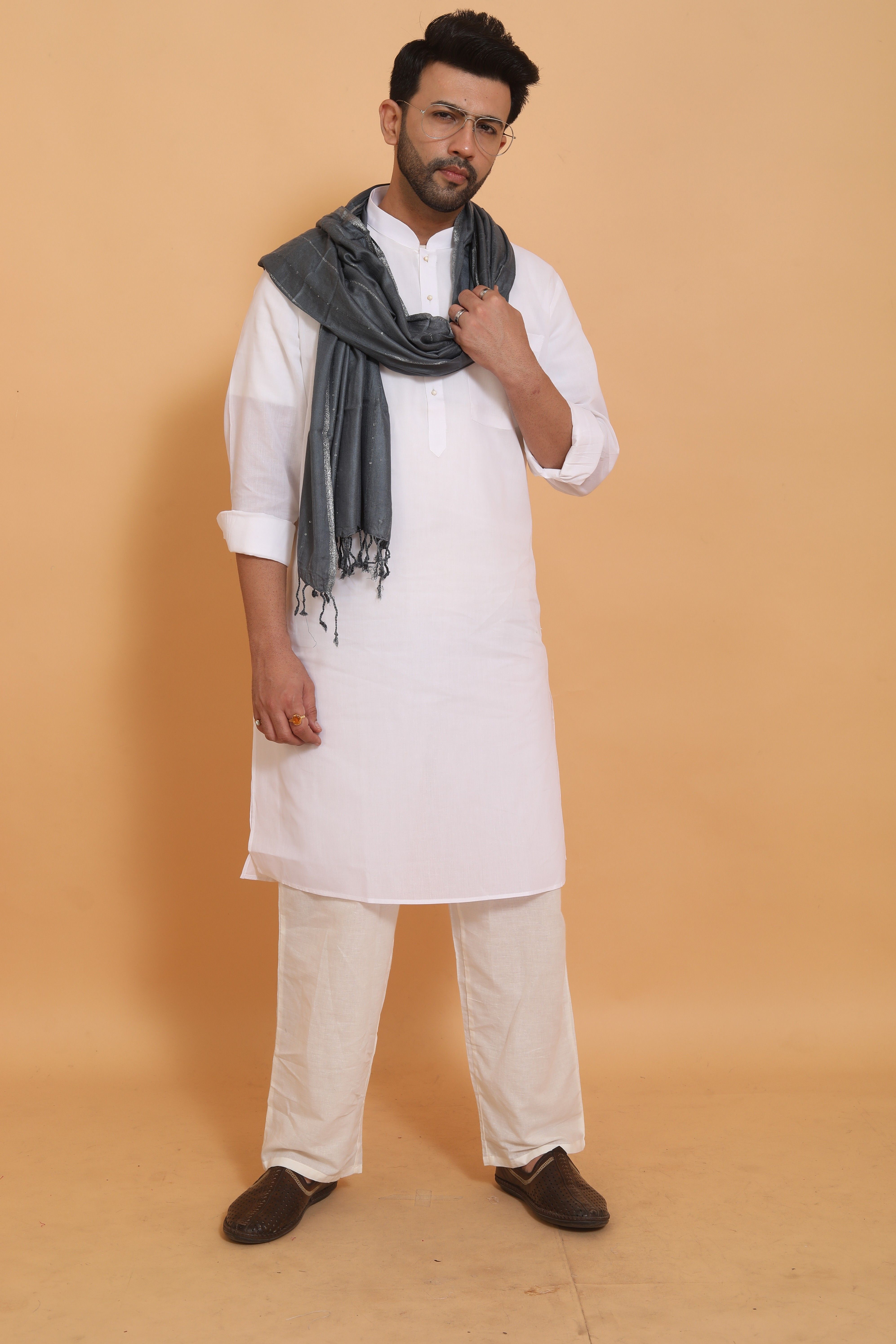 ebadat Self Design Viscose Men Grey Scarf-picture-24