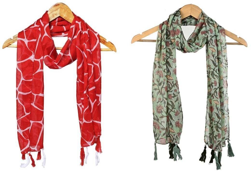 Printed Chiffon Women Multicolor Scarf, Stole, Fancy Scarf-image-36