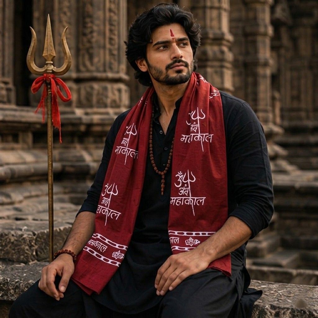 fabricium Printed, Self Design Pure Cotton Men Red Scarf, Stole-picture-20