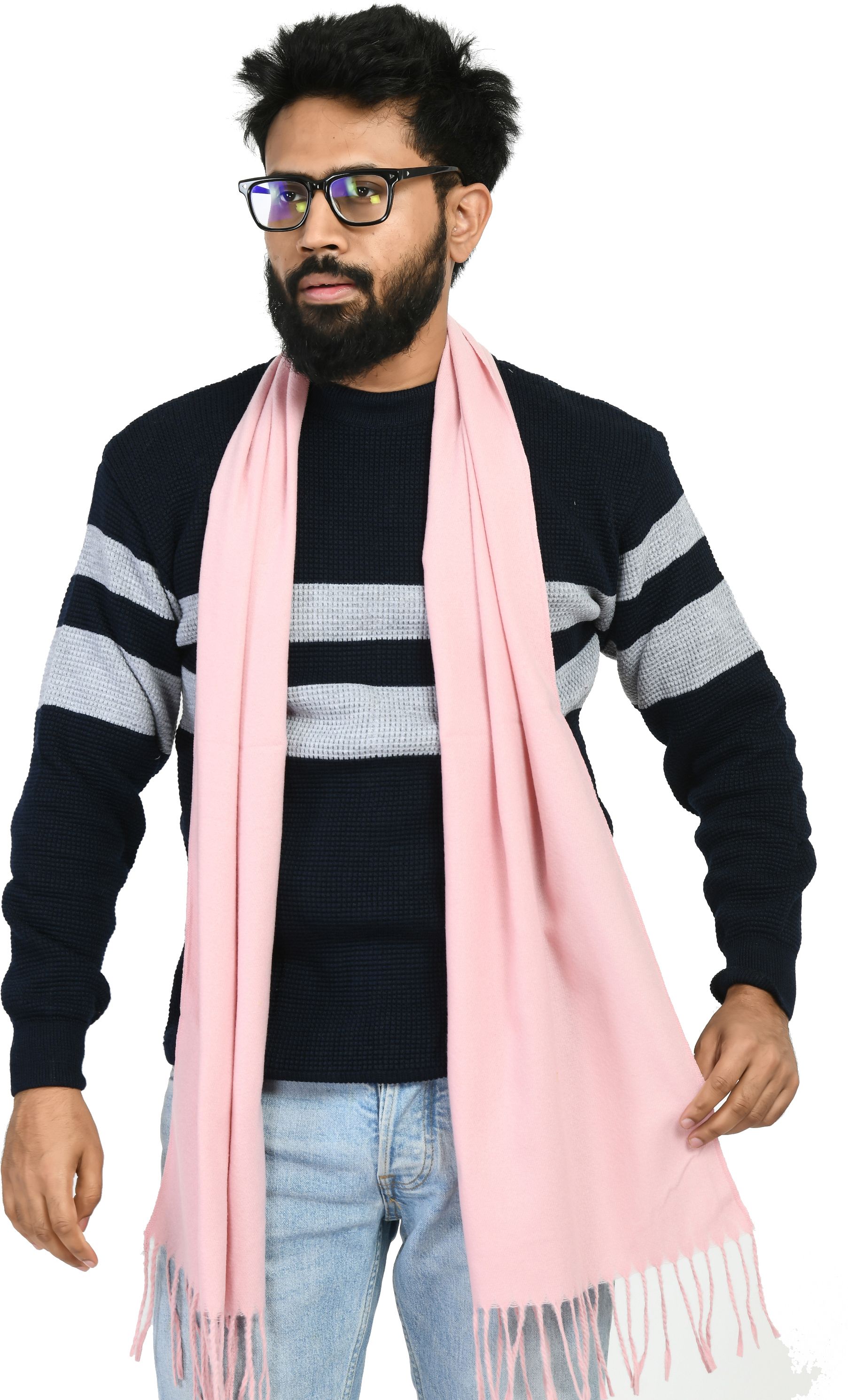 life and style Solid Wool Blend Men Pink Scarf-picture-10