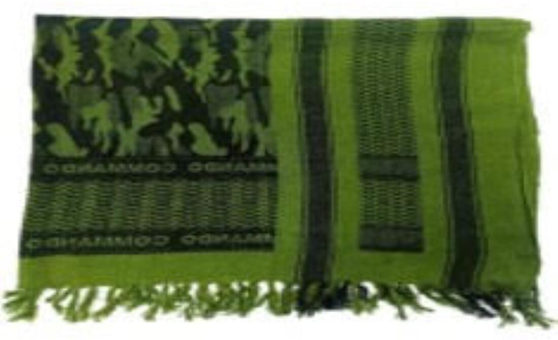 Printed Cotton Blend Men Green Scarf
