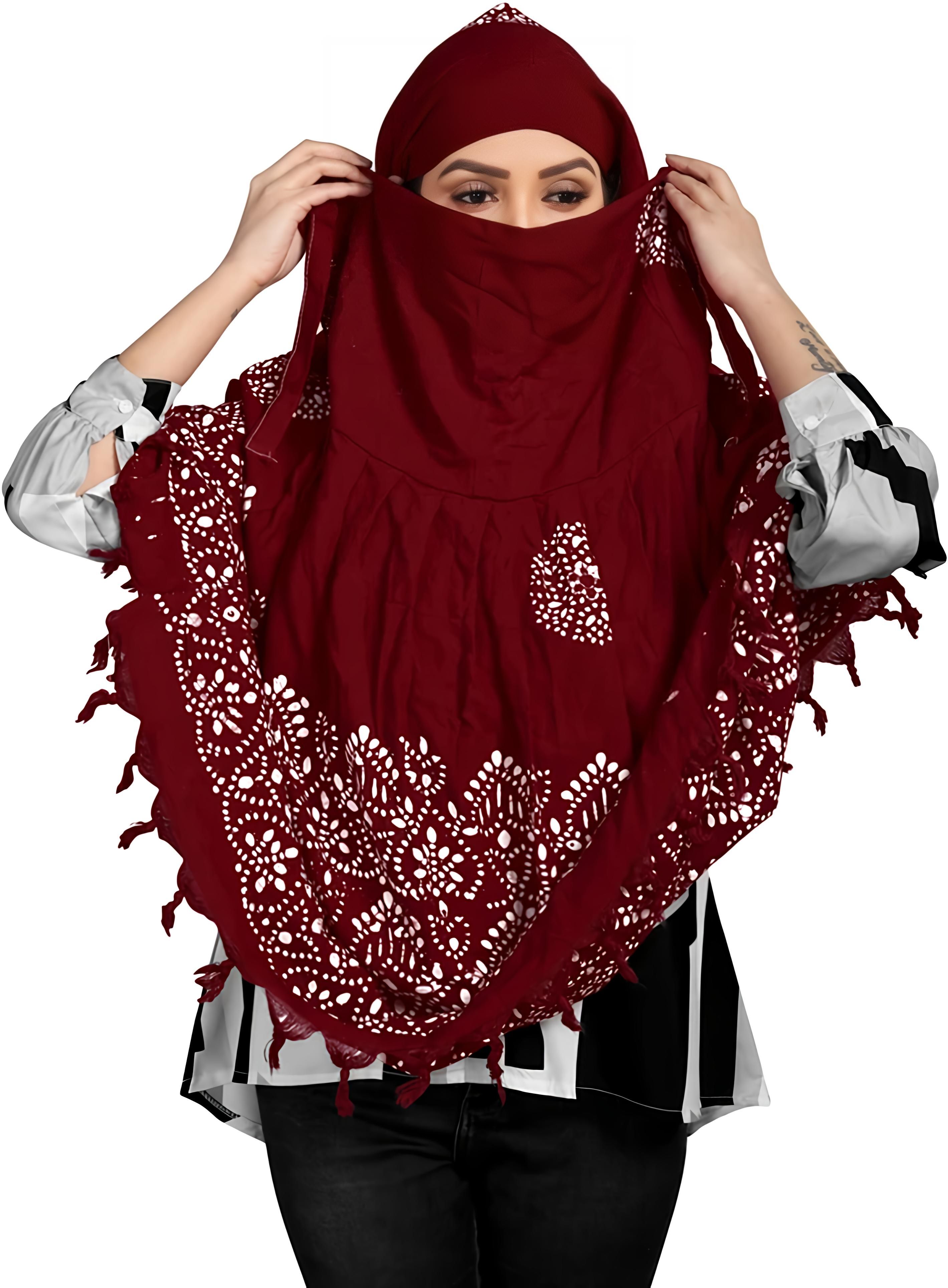 Printed Pure Cotton Women Maroon, White, Multicolor Fancy Scarf-image-47