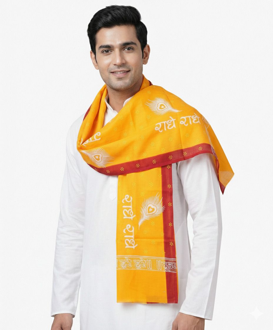 Printed Pure Cotton Men Yellow Scarf-image-48