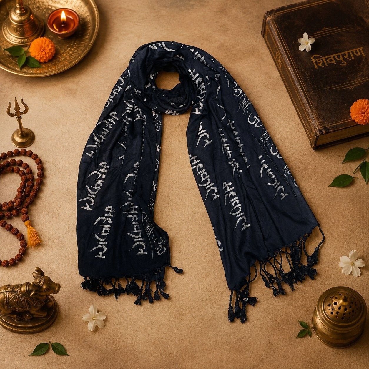 Printed, Self Design Rayon Men Black Stole-image-28