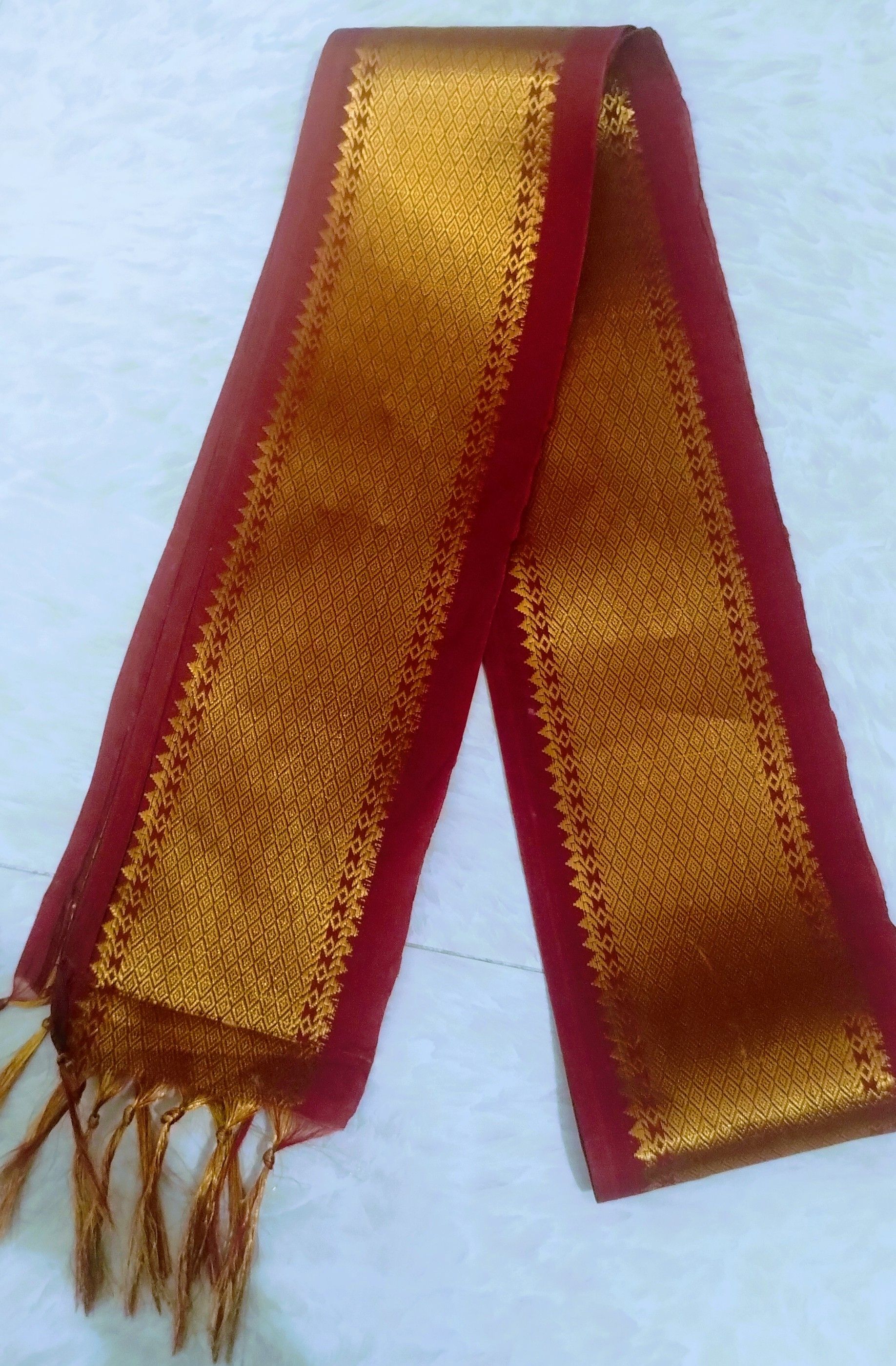 Woven, Self Design Silk Men Maroon, Red Scarf, Fancy Scarf, Stole