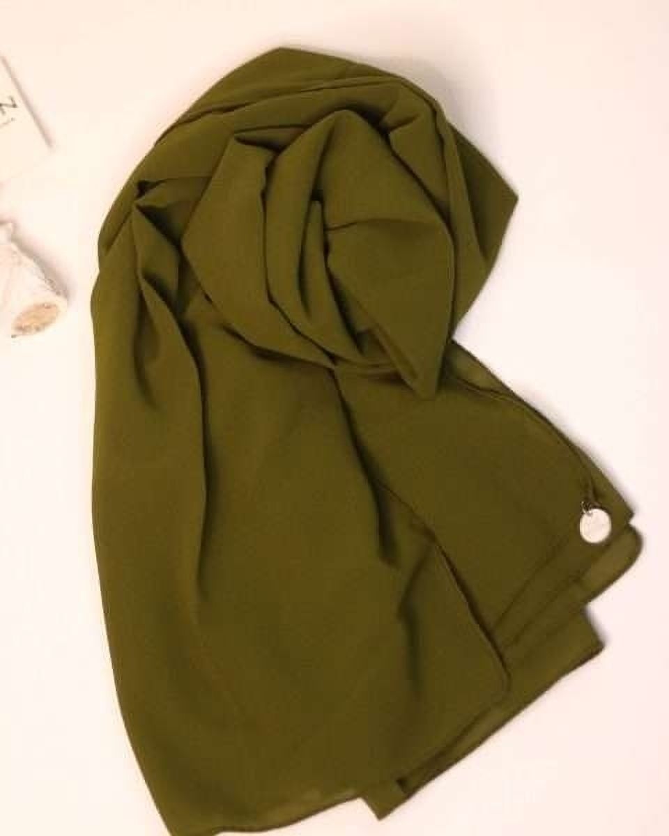 habibisfashion Solid Georgette, Chiffon Women Dark Green Faux Turtleneck Neck Cover, Scarf, Bluetooth Scarf, Fancy Scarf, Stole-picture-13