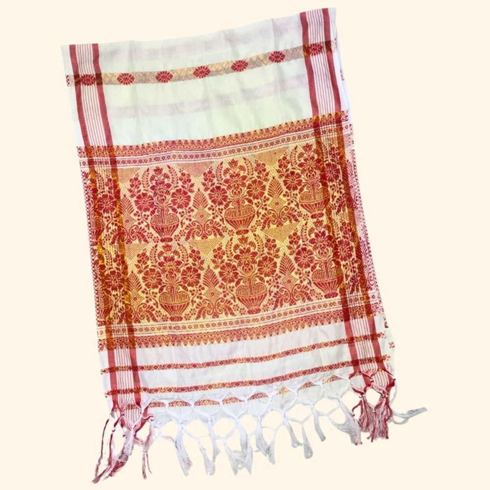 fabricium Woven, Self Design Polycotton Men Beige, Red Fancy Scarf, Scarf, Stole-picture-32