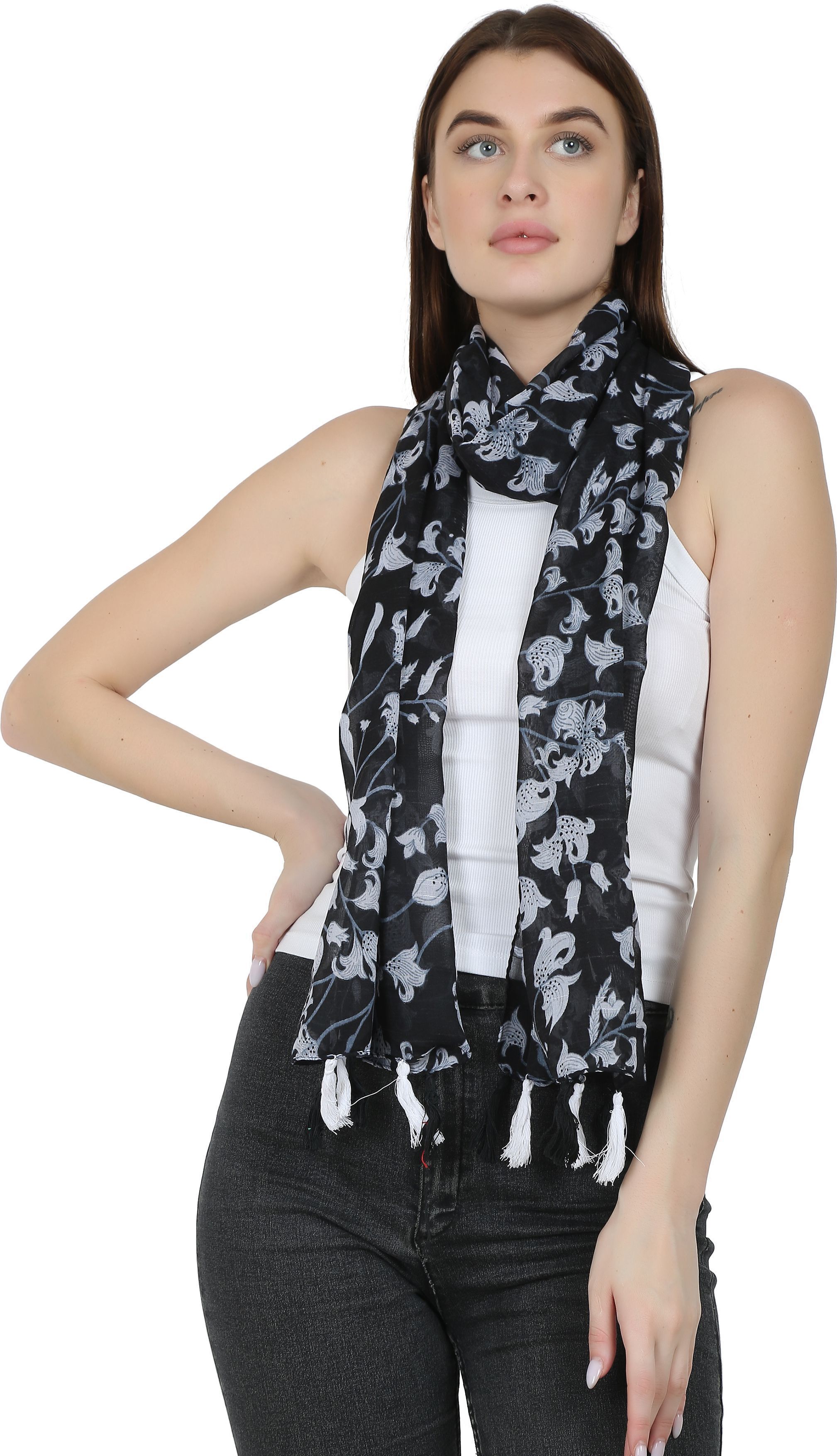 Printed Chiffon Women Multicolor Stole, Scarf, Fancy Scarf-image-20