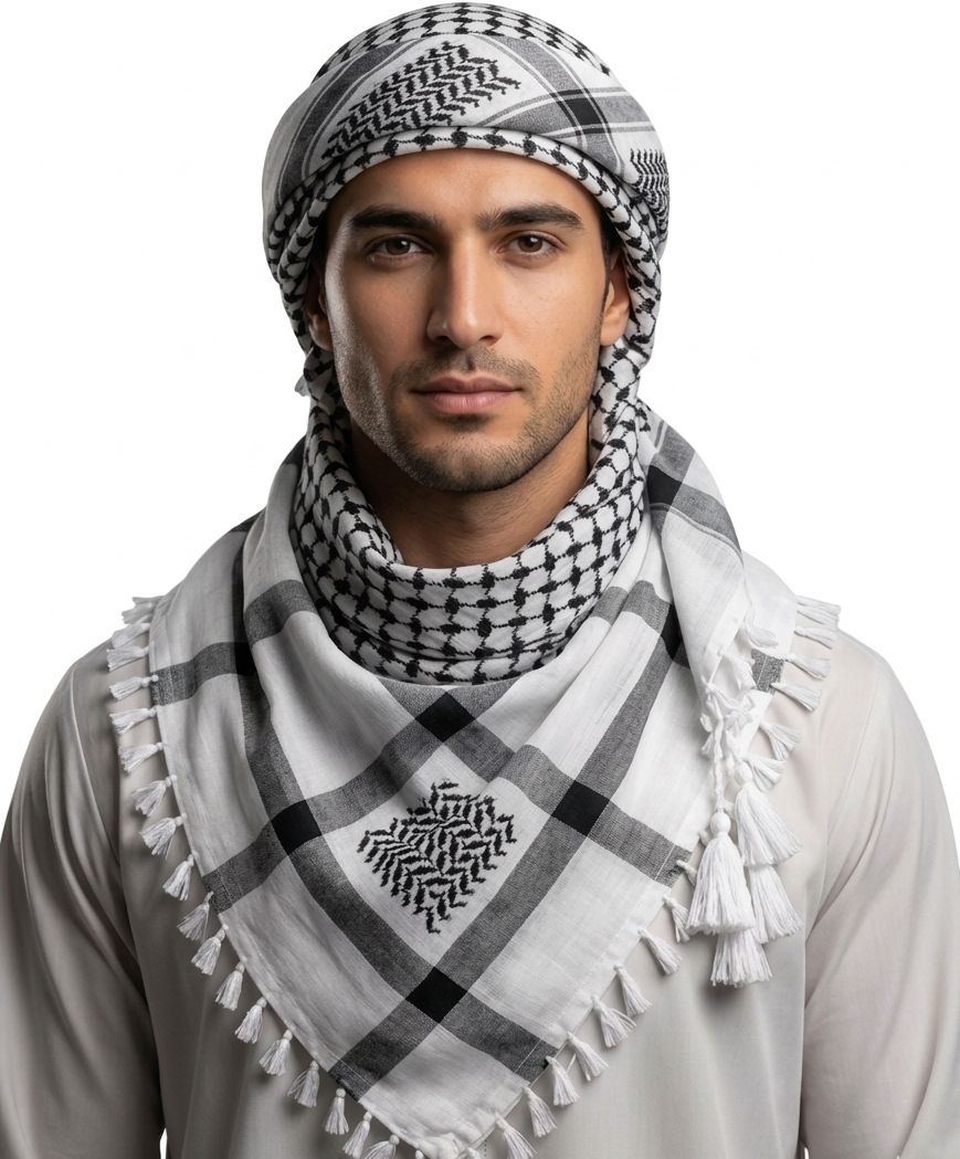 accessoryhub Checkered Cotton Blend Men Black, White Scarf-picture-10