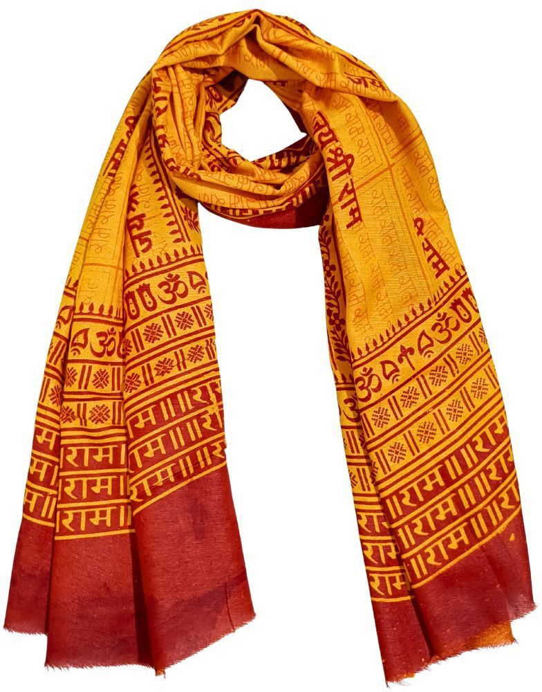 fabricium Printed, Self Design Cotton Blend Men Yellow Scarf, Stole-picture-11