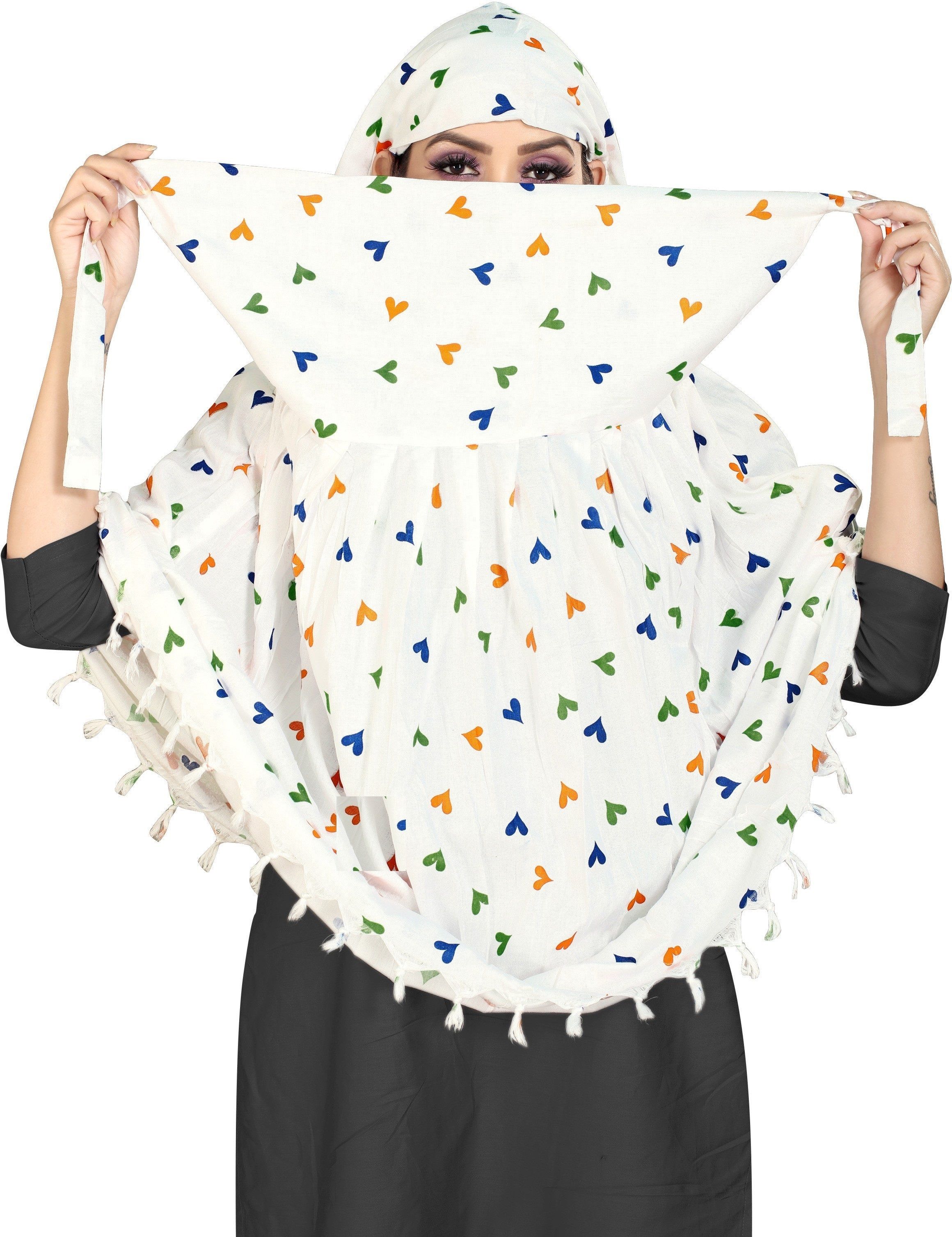 zarkle Printed Pure Cotton Women White Fancy Scarf, Stole, Scarf-picture-15
