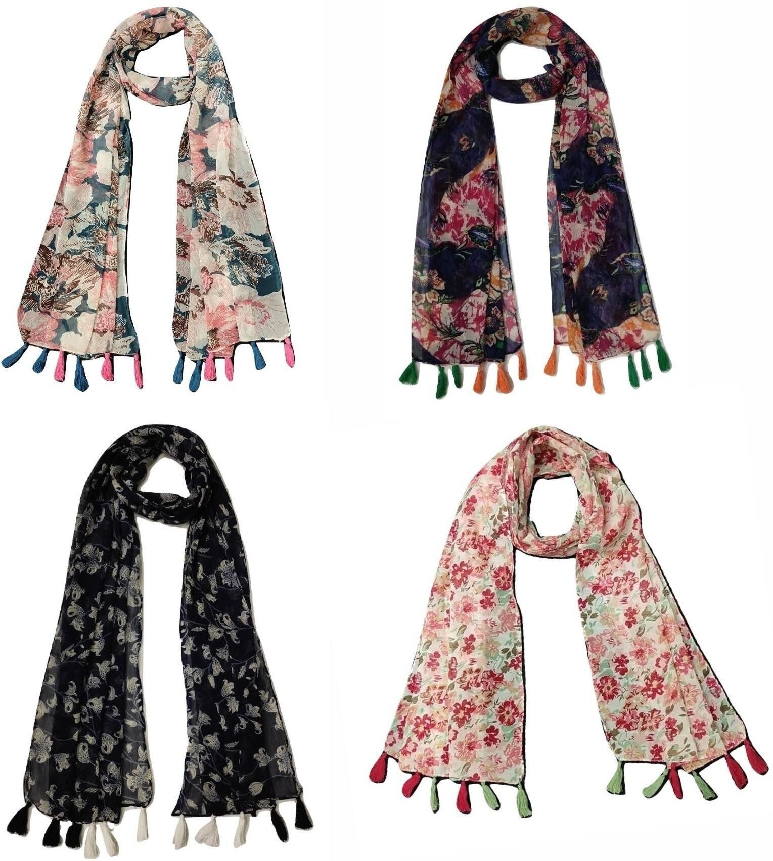 msfashion Printed Chiffon Women Multicolor Scarf, Stole, Fancy Scarf-picture-26