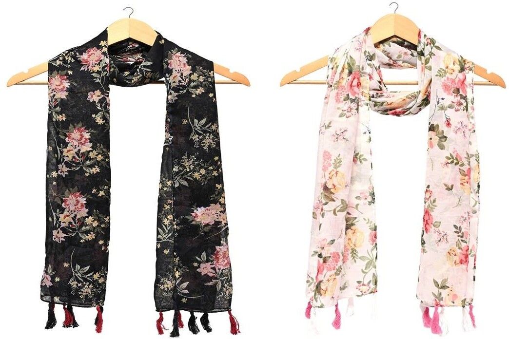 xmsfashion Printed Chiffon Women Multicolor Scarf, Stole, Fancy Scarf-picture-48