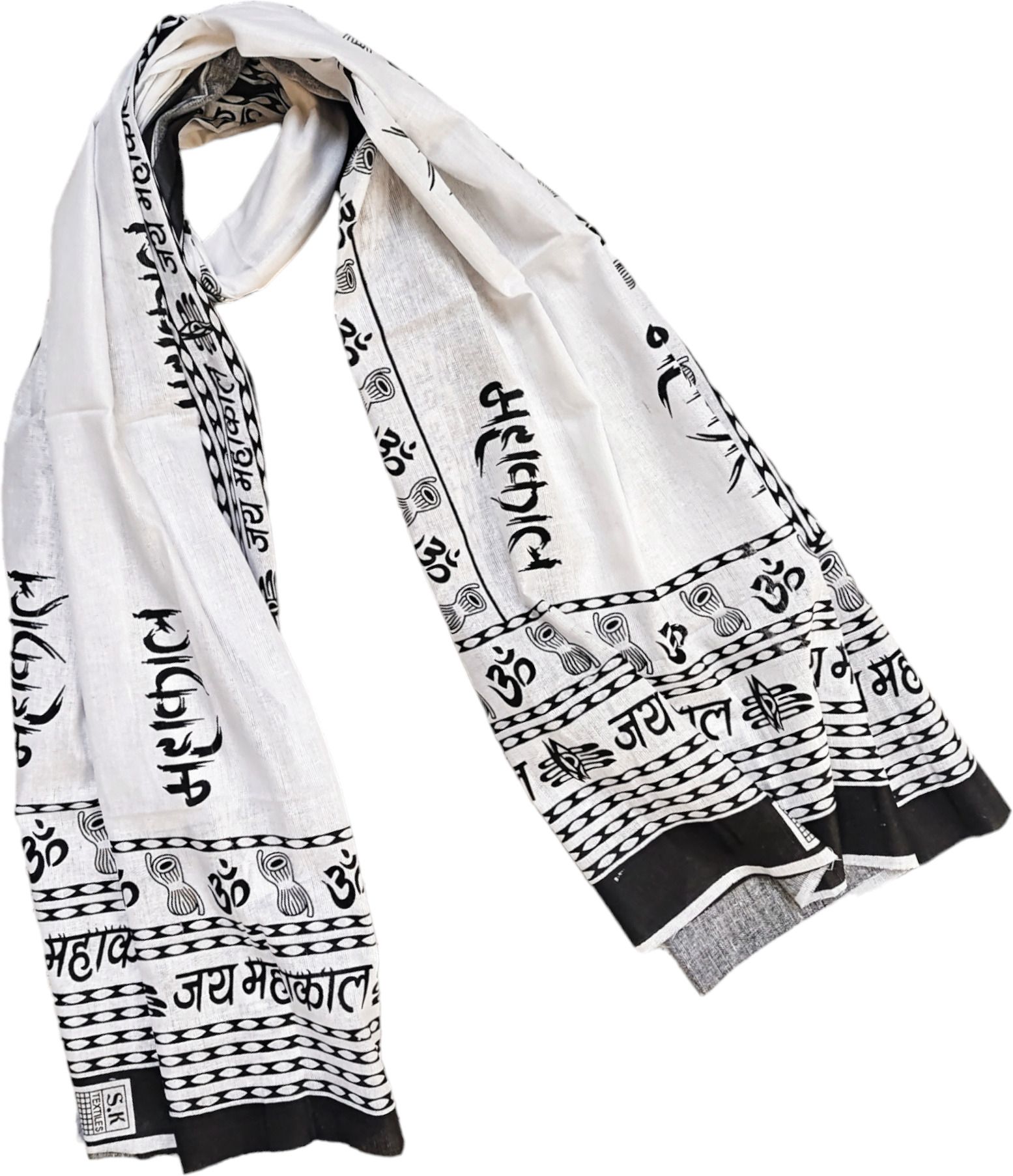 Printed Pure Cotton Men White Scarf, Fancy Scarf, Faux Turtleneck Neck Cover, Stole-image-45
