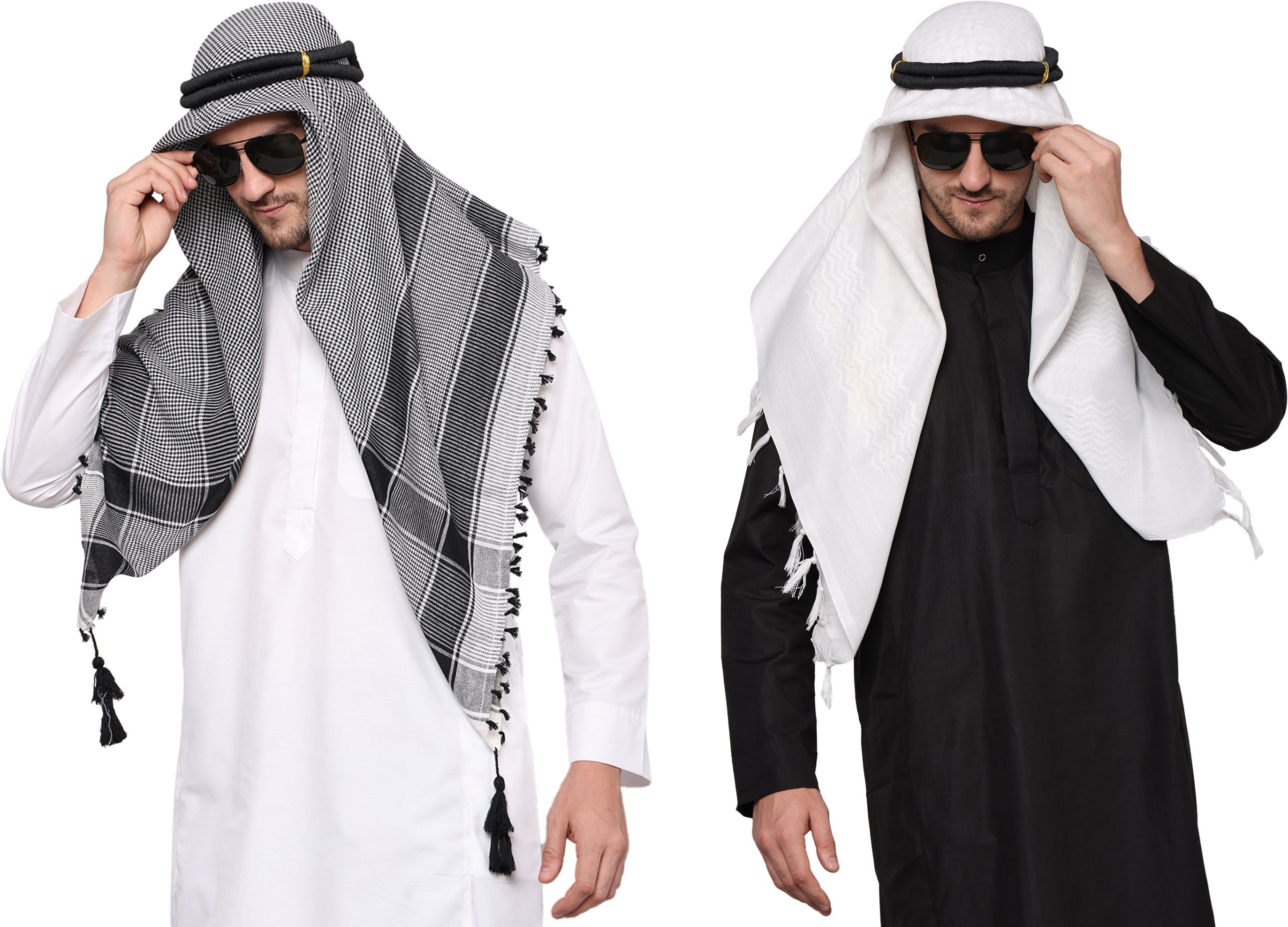 Graphic Print Cotton Blend, Polyester Men Grey, White Scarf-image-35