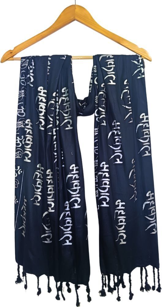 fabricium Printed, Self Design Rayon Men Black Scarf-picture-17