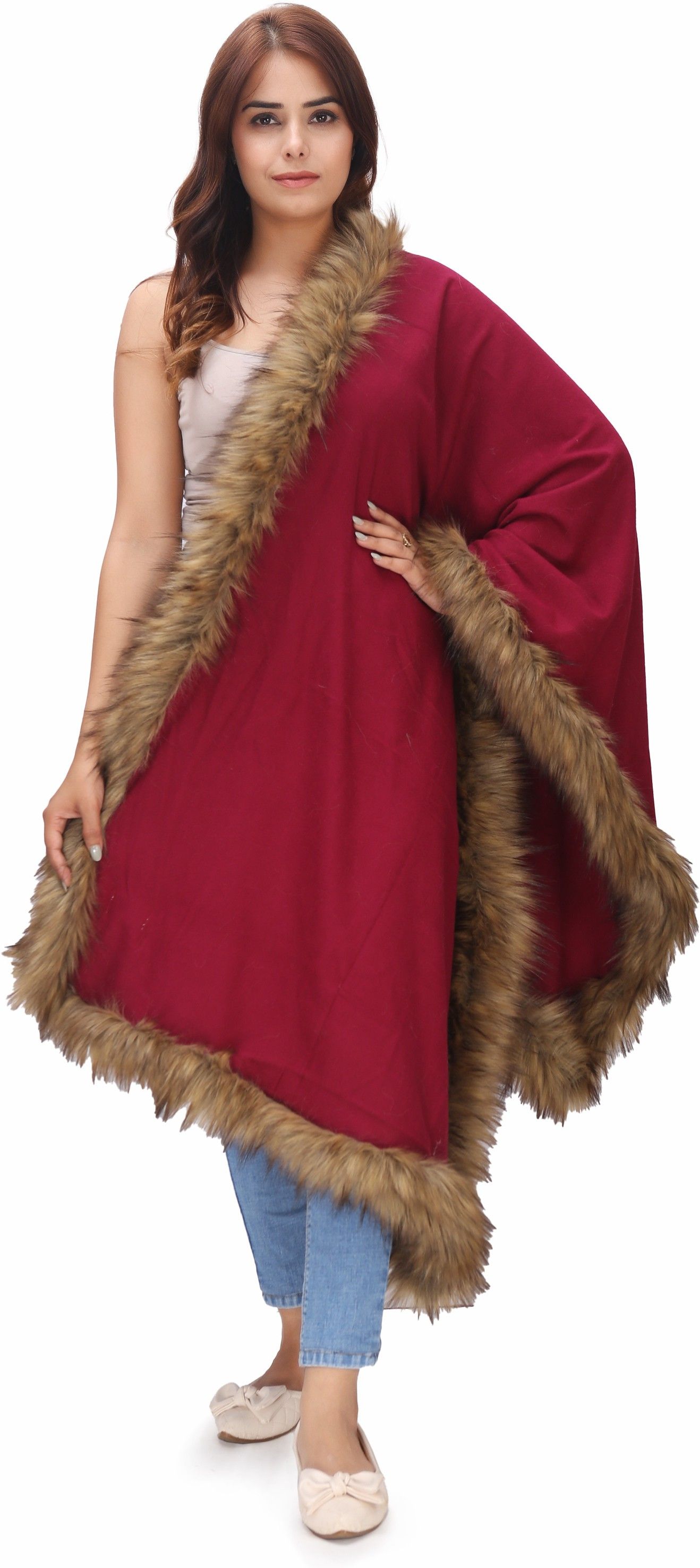 Solid Wool Blend Women Pink Stole-image-26