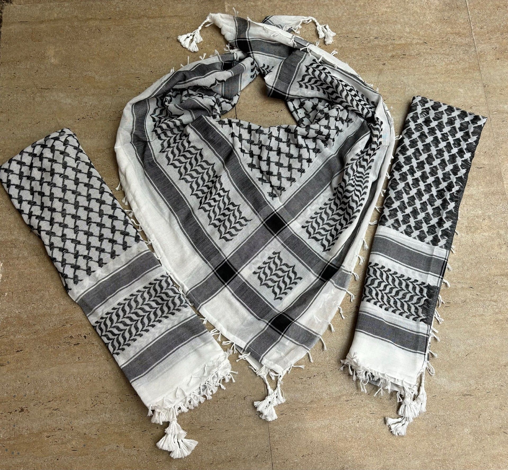 Woven Cotton Blend Men White Scarf