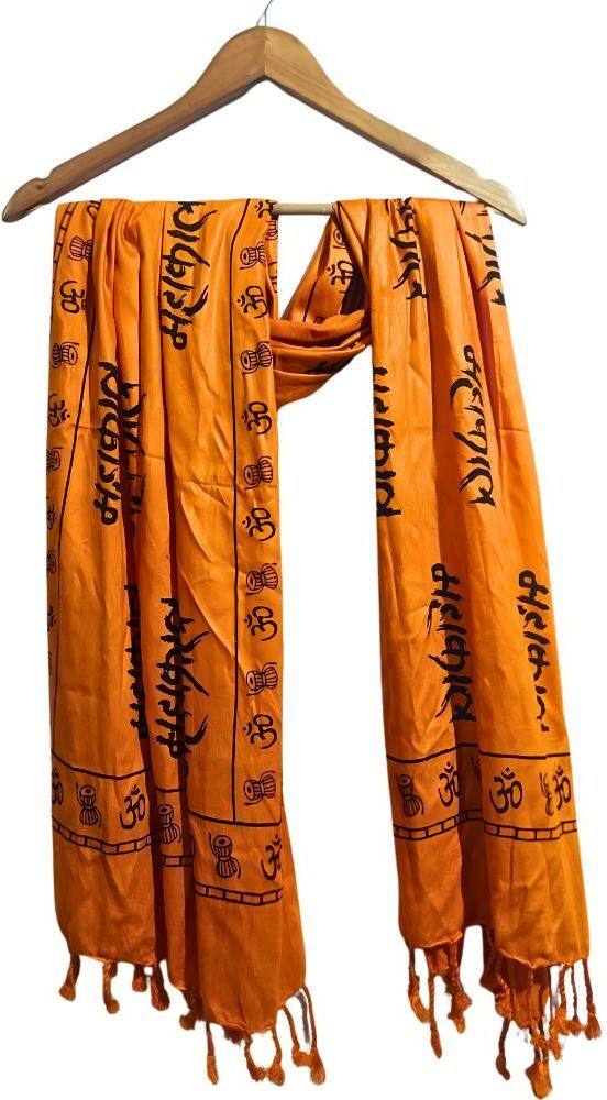 fabricium Printed, Self Design Rayon Men Orange Scarf-picture-14