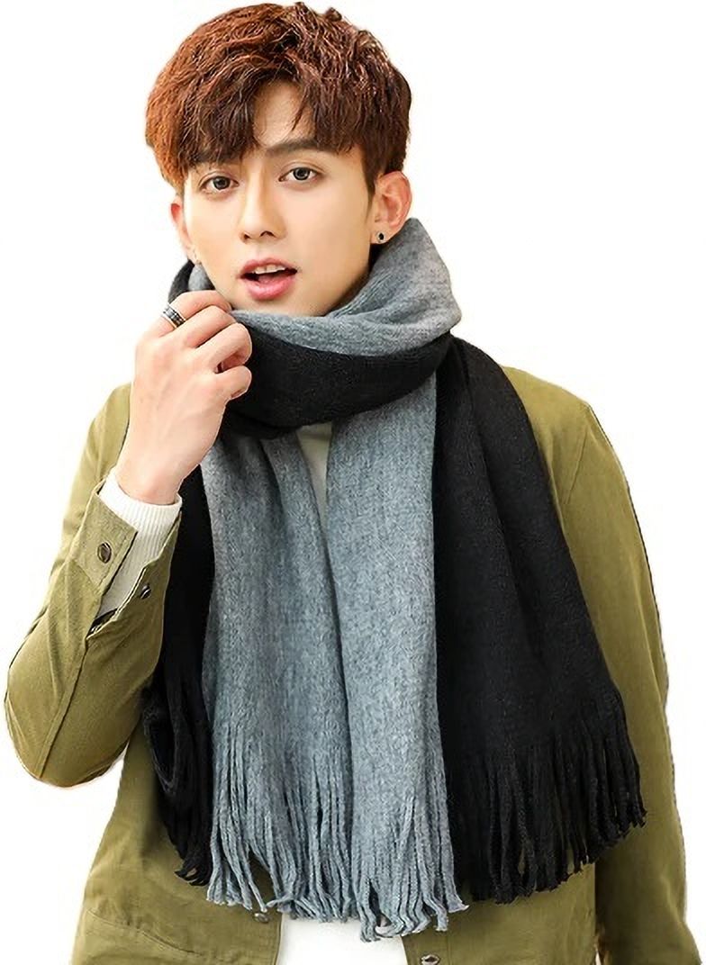alexvyan Self Design Cotton Blend, Wool Blend, Polyester Men Black, Grey Scarf, Fancy Scarf, Stole-picture-11
