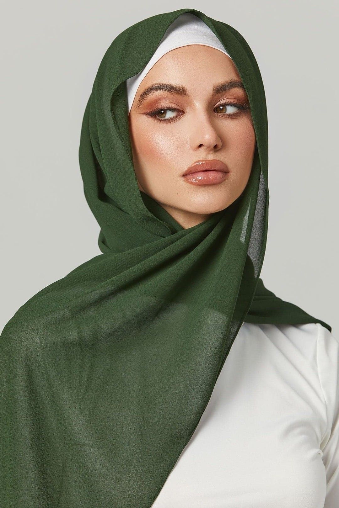 Solid Georgette Women Green Scarf, Fancy Scarf, Stole-image-11