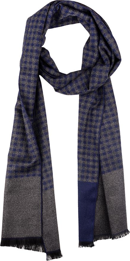 the tie hub Checkered Wool Blend Men Blue Scarf-picture-11