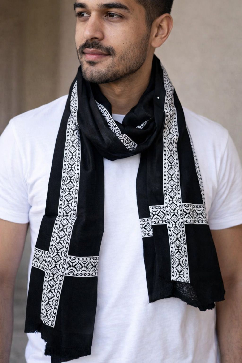 desert enterprises Printed Pure Cotton Men Black Scarf, Stole-picture-36