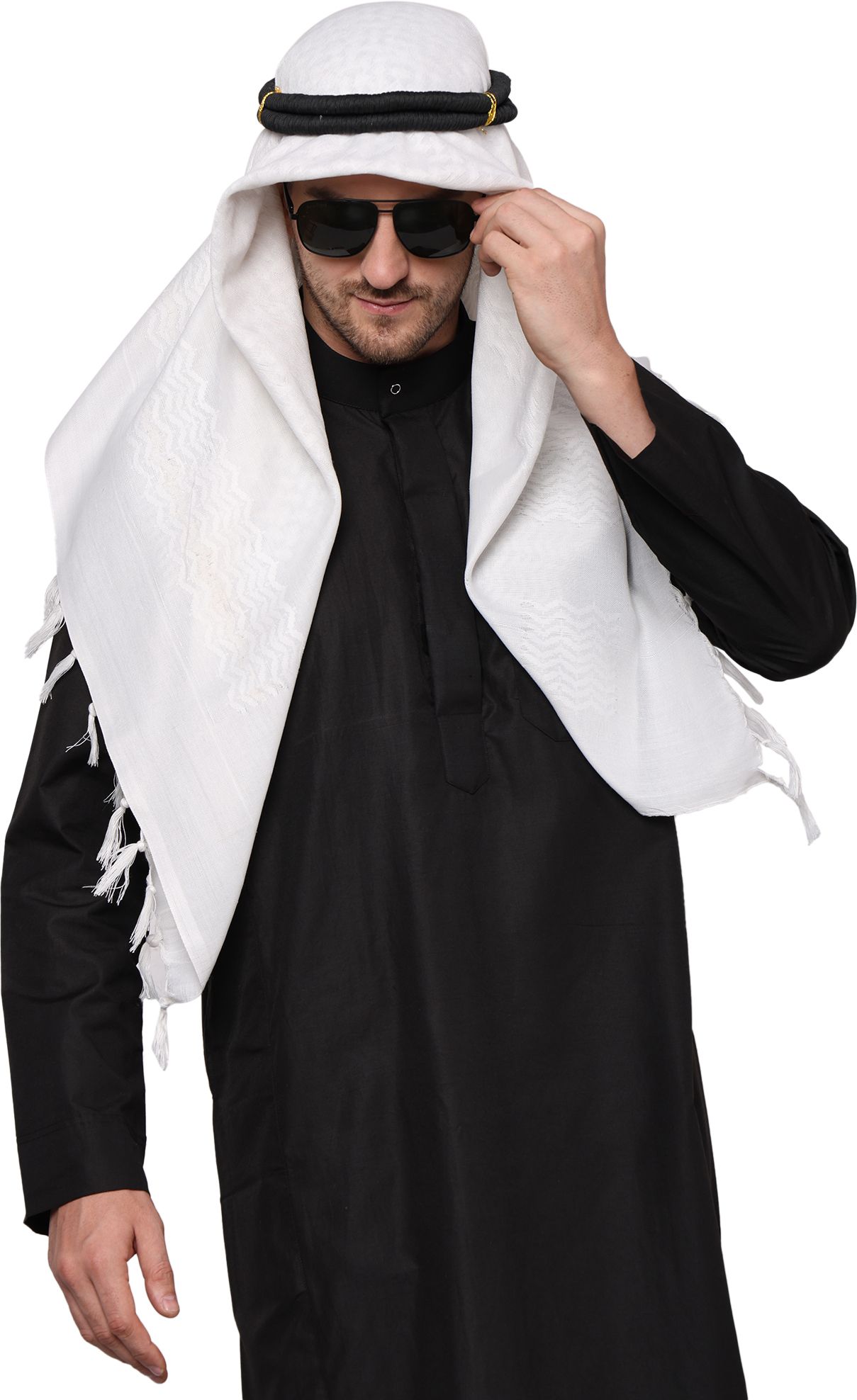 kanya designs Solid Cotton Blend, Polyester Men White Scarf-picture-1