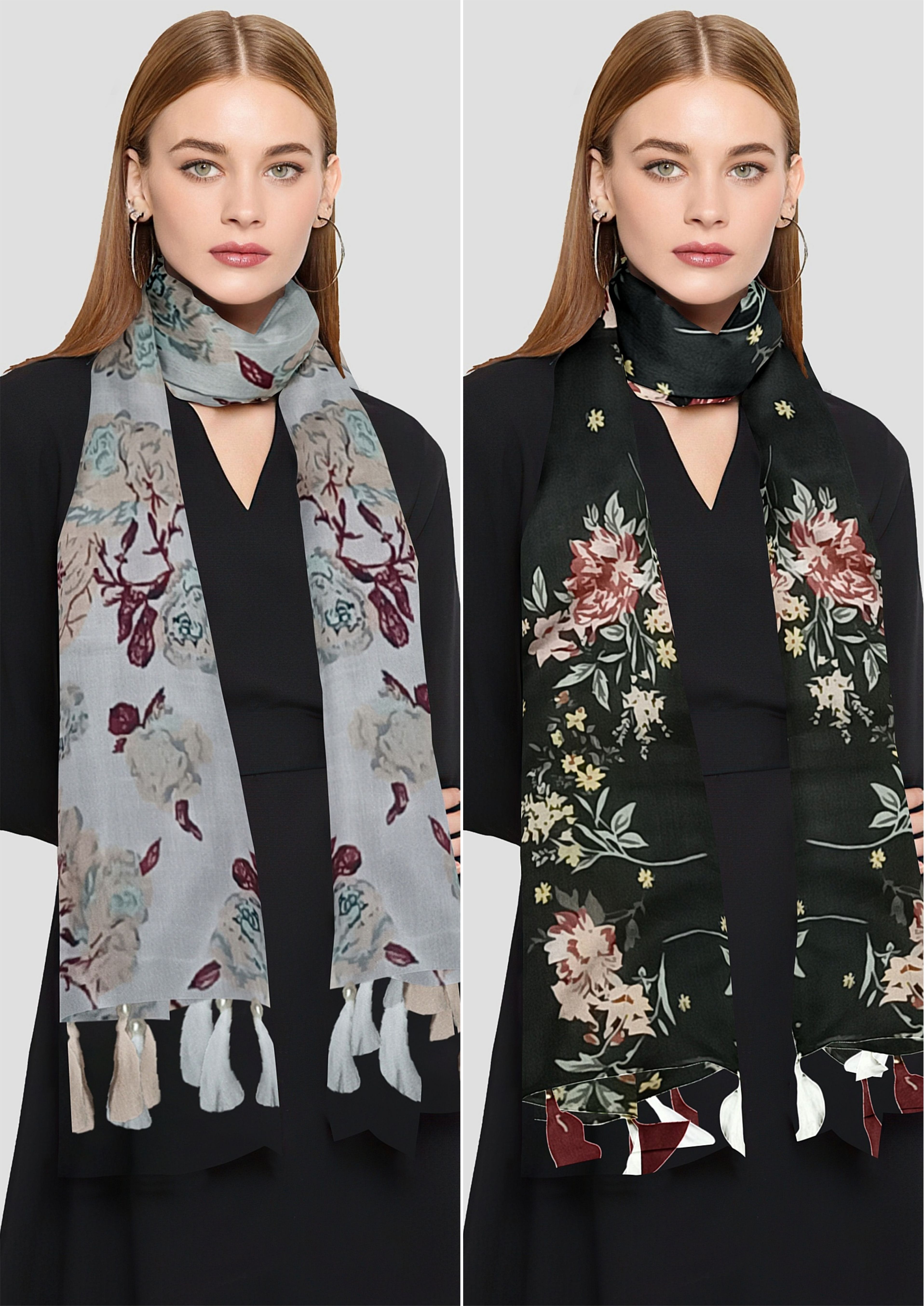 Printed Chiffon Women White Scarf, Stole, Fancy Scarf