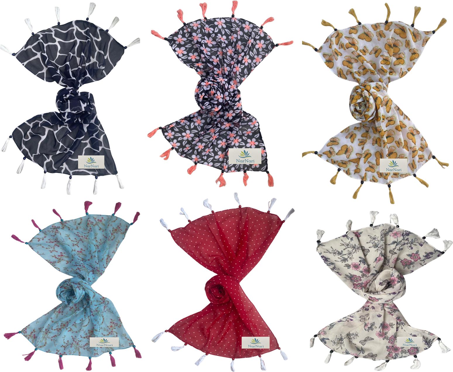narnari Printed Chiffon Women Multicolor Scarf, Stole, Fancy Scarf-picture-12