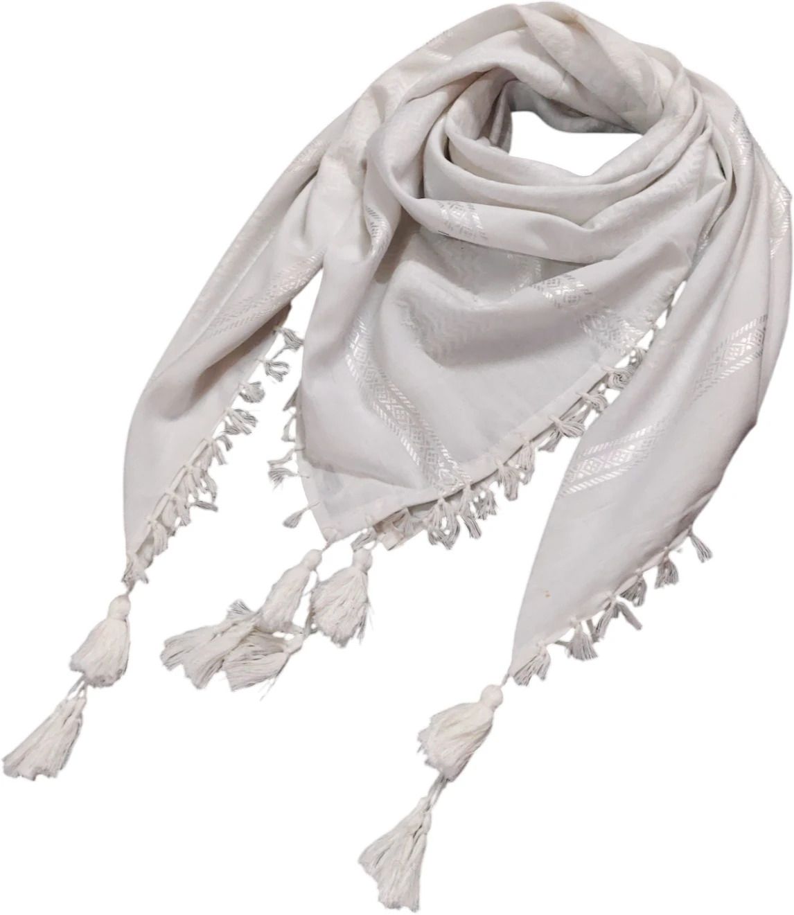 bakkah Striped Cotton Blend Men White, White Scarf-picture-43