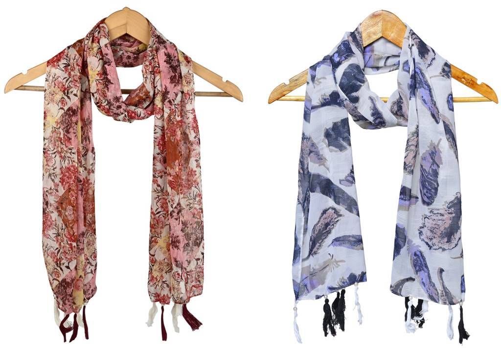 riddle needle Printed Chiffon Women Multicolor Scarf, Stole, Fancy Scarf-picture-19